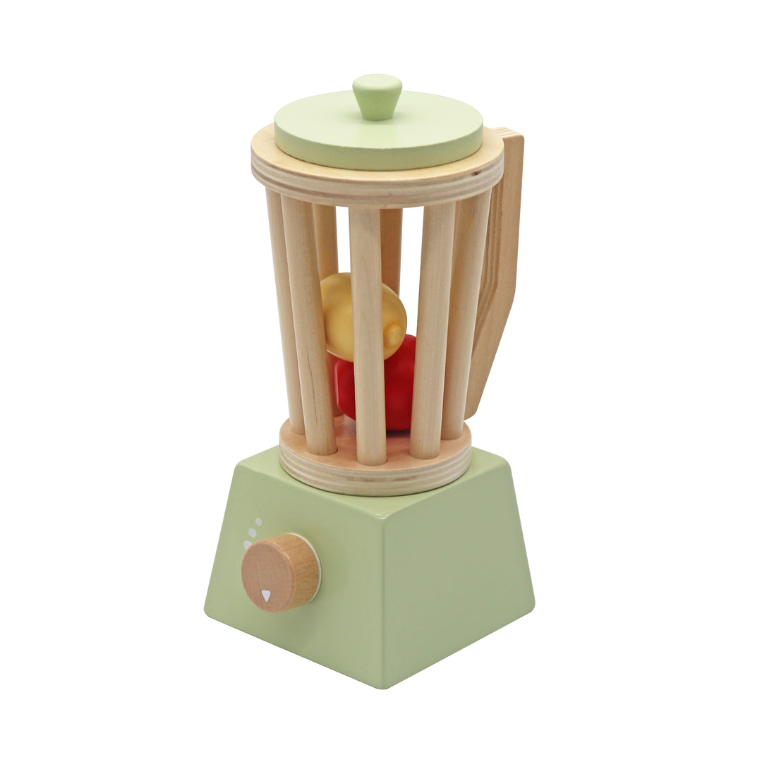 Licuadora de madera de juguete color verde agua, mini electrodoméstico didáctico para cocina infantil
