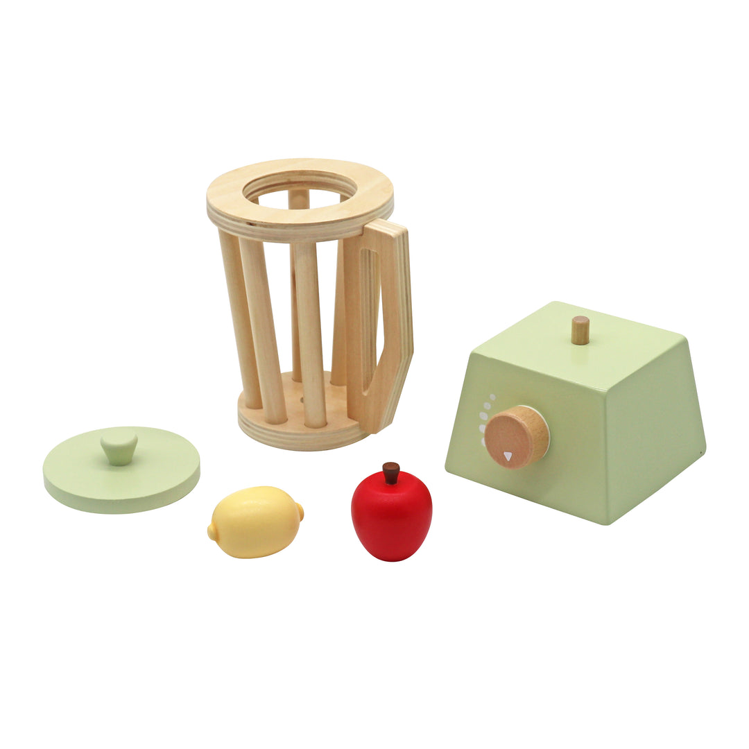 Accesorios de cocina de juguete: licuadora de madera desmontable y frutas