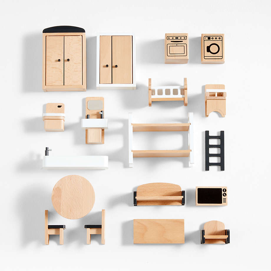 Casa de muñecas Dora de madera con techo removible y accesorios para niños