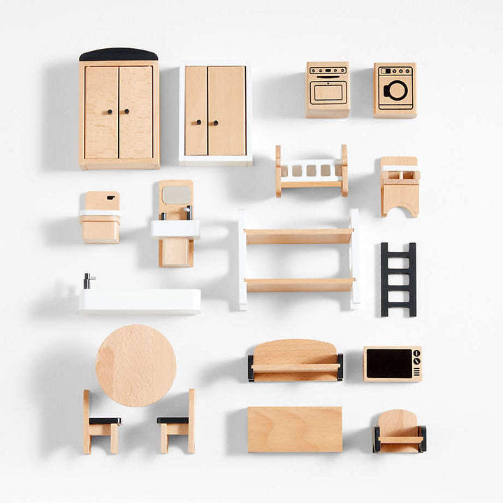 Casa de muñecas Dora de madera con techo removible y accesorios para niños