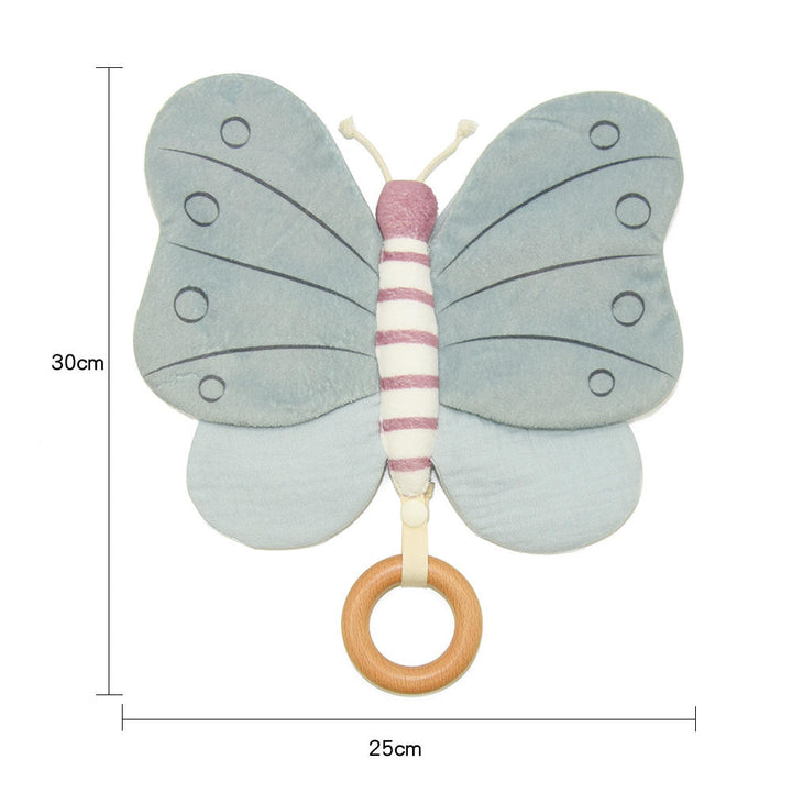 Mariposa sensorial de tela suave para bebé, estimula el tacto y la vista