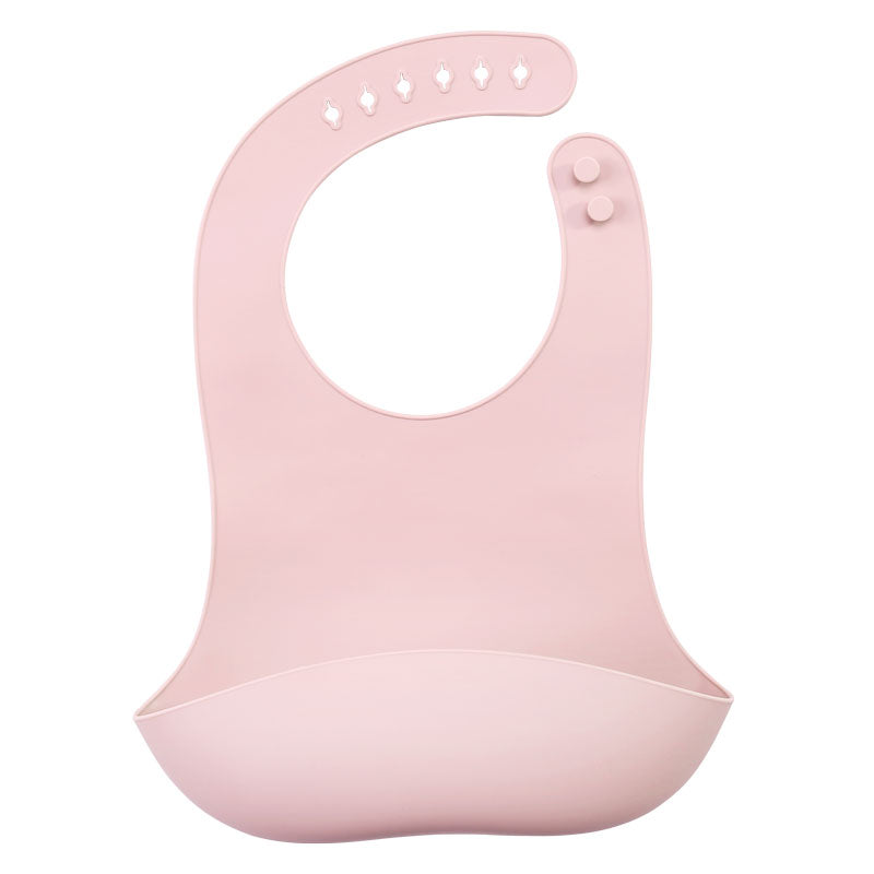 Babero de silicona grado alimentario libre de BPA con cuello ajustable y bolsillo recolector