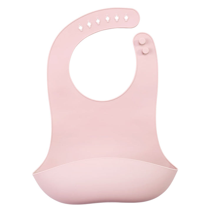 Babero de silicona grado alimentario libre de BPA con cuello ajustable y bolsillo recolector