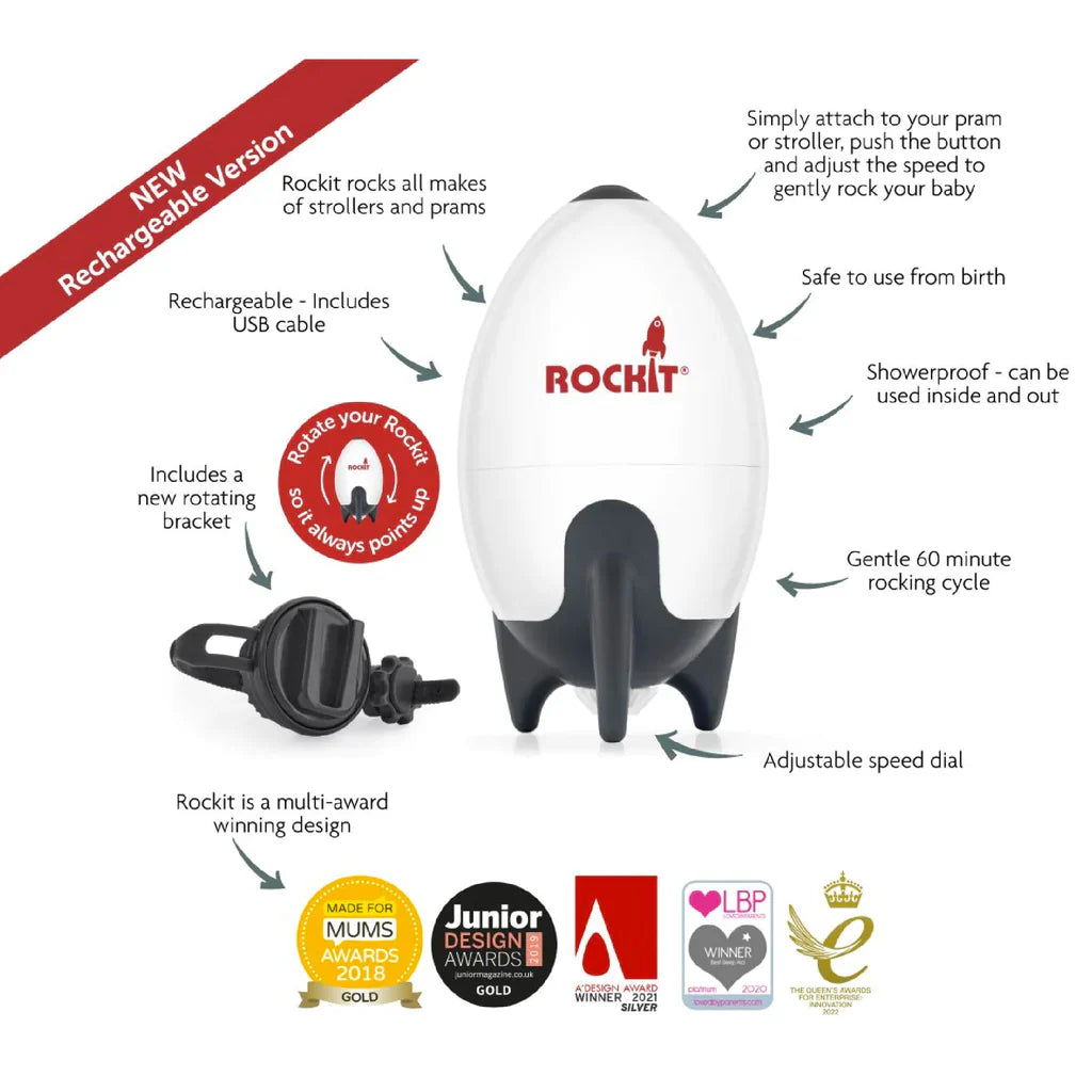 Rockit mecedor de coches silencioso y seguro para calmar al bebé