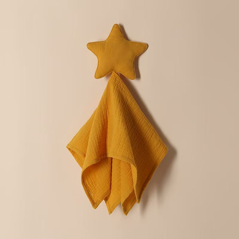 Estrella de muselina de algodón para bebé, mantita de apego liviana
