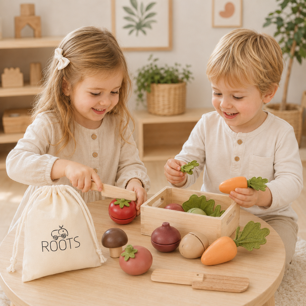 Set de verduras de madera imantadas para cortar, juguete Montessori para niños