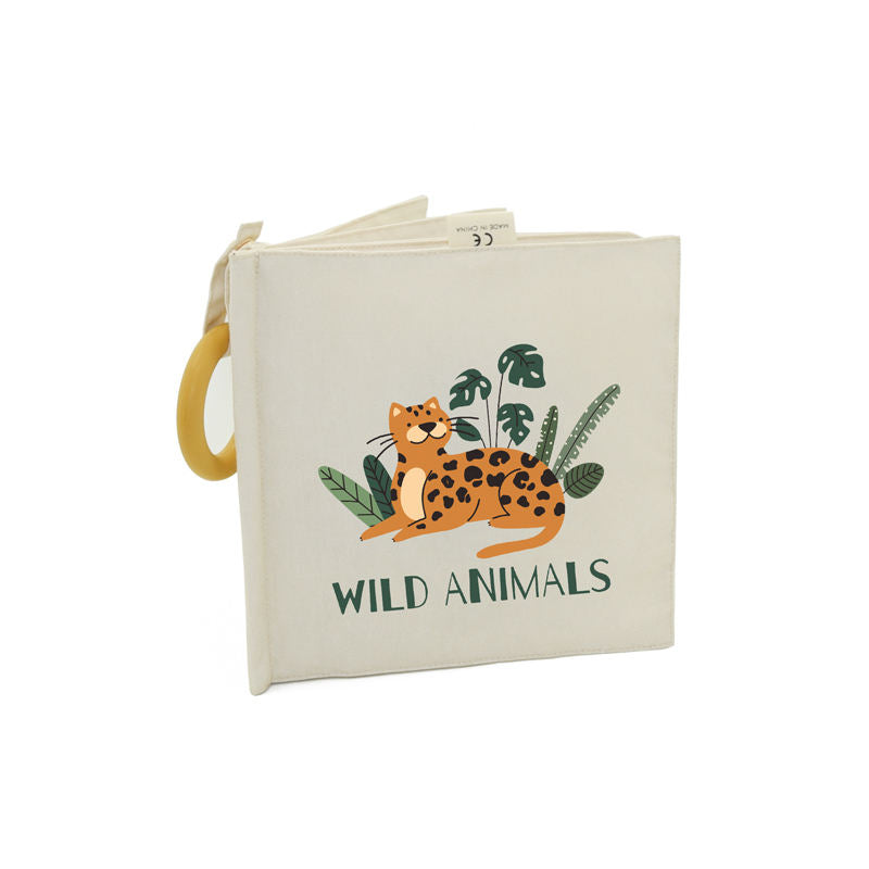 Libro sensorial de tela con animales salvajes para bebé, juguete blando educativo