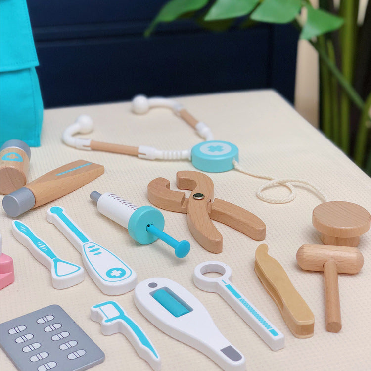 Accesorios del set de doctor de madera para niños, juego simbólico