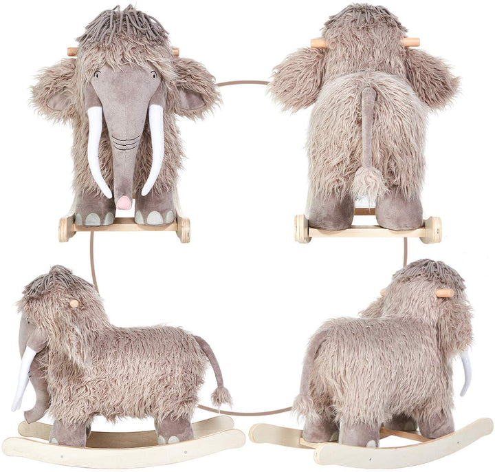 Mecedora mamut de madera para bebés, juguete que desarrolla el equilibrio